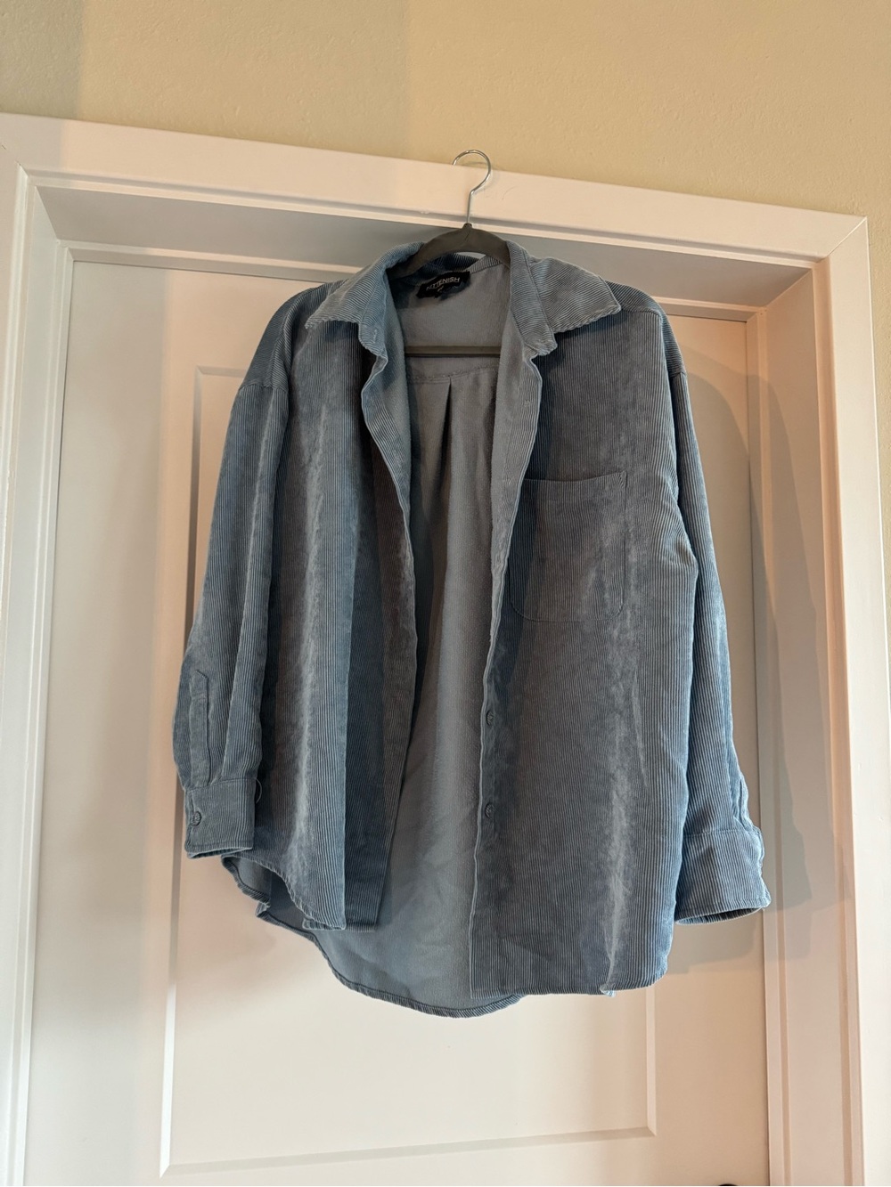 Kittenish Light Blue Corduroy Shacket